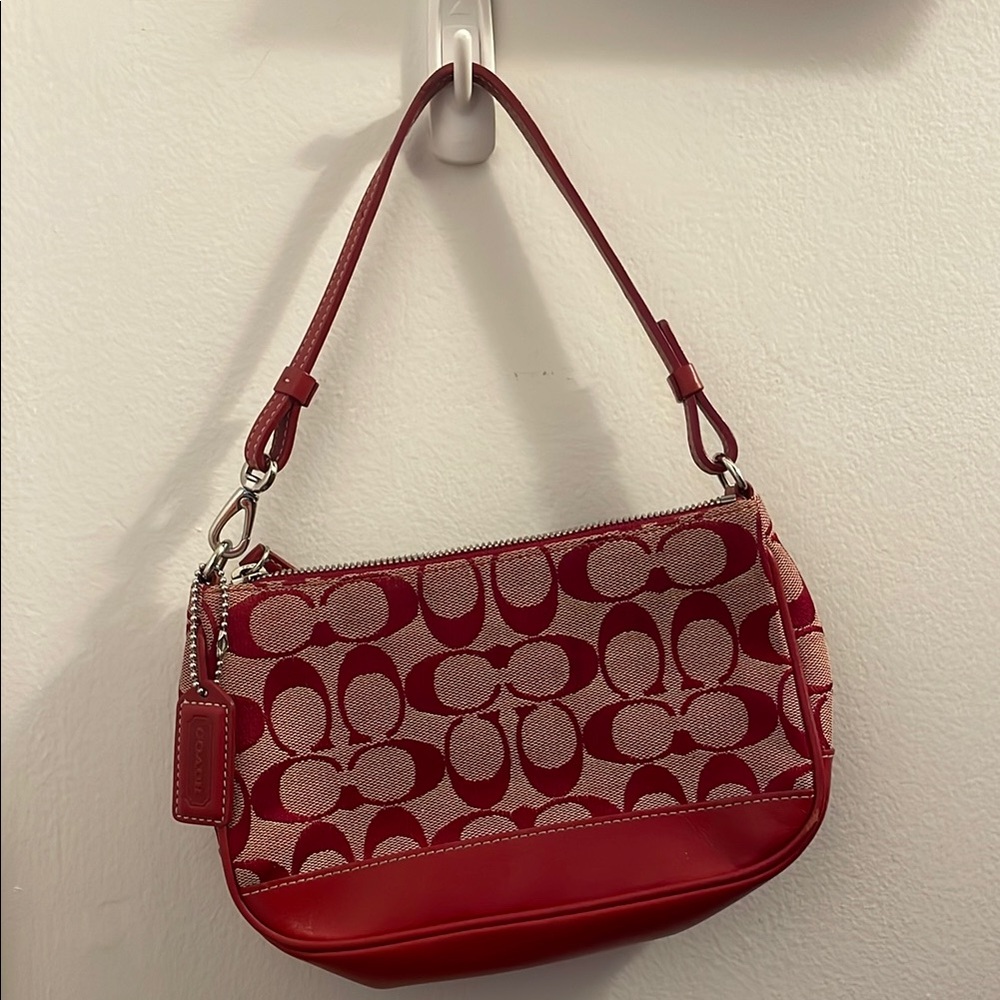 Vintage Y2K Coach signature Demi mini shoulder bag red